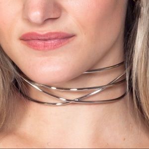 Silver Street criss cross cage choker